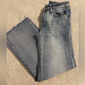 Stylish Faded Fringe Flare Jeans